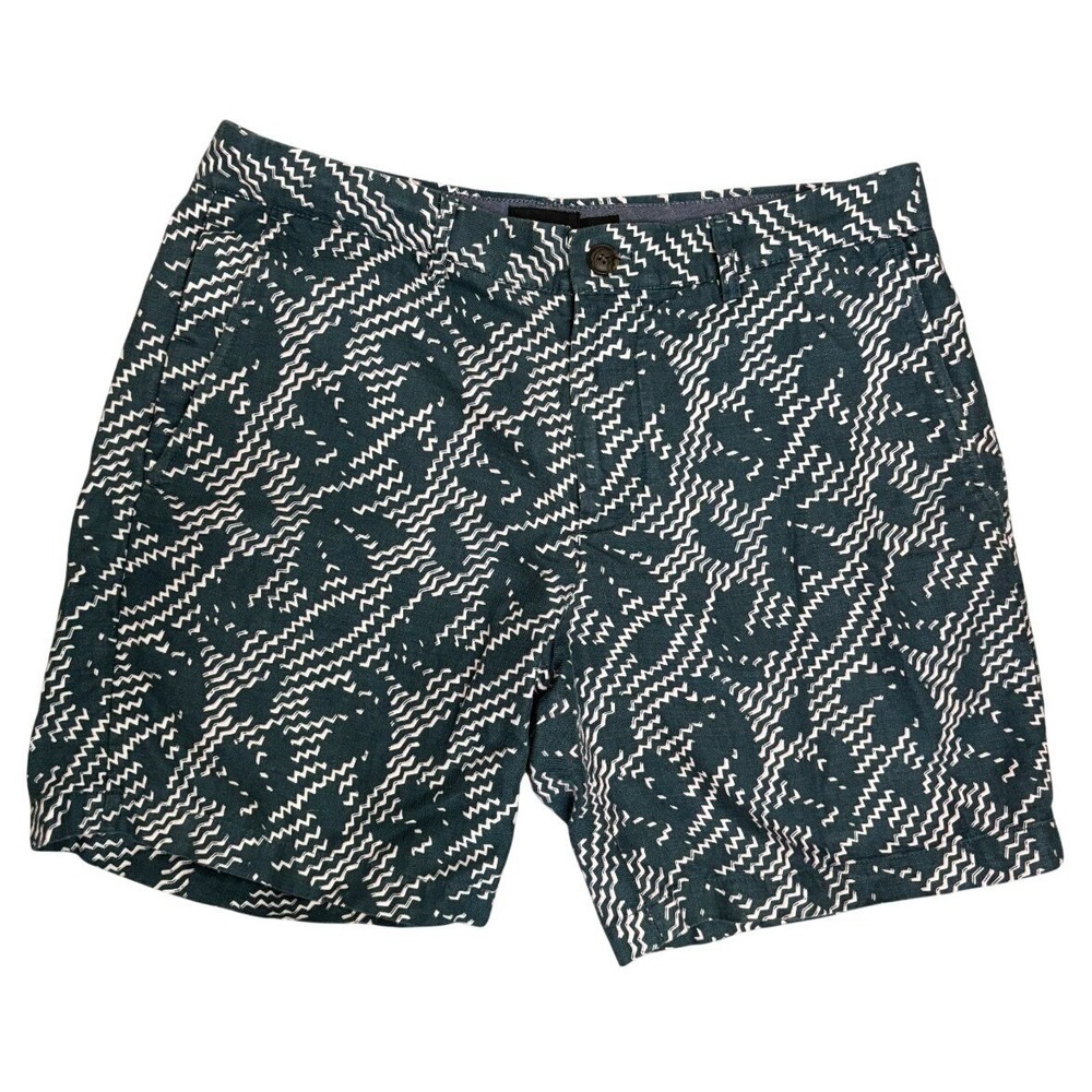 Club Monaco Chino Shorts Mens 30 (meas 32) Baxter Linen Cotton Navy Blue Floral